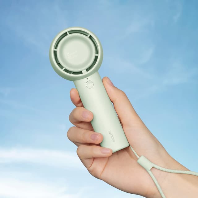 JISULIFE Tragbarer Mini-Ventilator, flügelloses, sicheres Design, leistungsstarker Turbo-Handventilator mit 5 Geschwindigkeiten, 16 Stunden maximale Kühlzeit, ideal für Reisen/Wimpern/Geschenk 4500mAh Grün