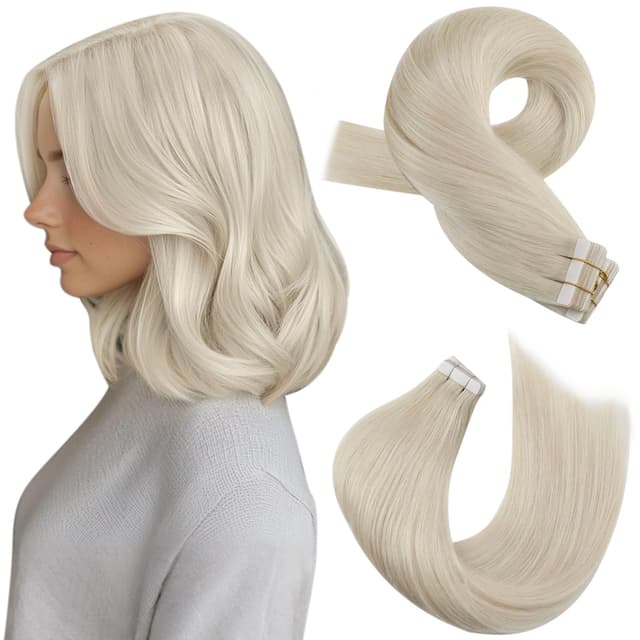 Moresoo Invisible Tape in Extensions Echthaar Blond Tape Extensions Blond Echthaar Extensions Tape Klebe Extensions Unsichtbares 30 cm 20 Stück 30g/Pack #60 12 Zoll 1-1#60 30 cm