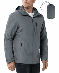 33,000ft Regenjacke Herren Wasserdicht Outdoorjacke Leichte Freizeitjacke Packbare Windjacke Fahrrad Regenmantel mit Kapuze