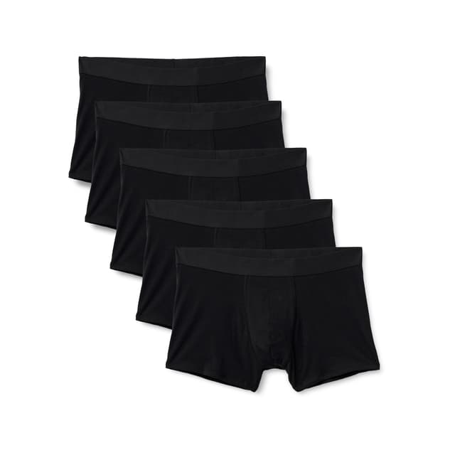 Amazon Essentials Herren Boxershorts aus Baumwolljersey Unterwäsche, 5er-Pack mid leg length L Schwarz