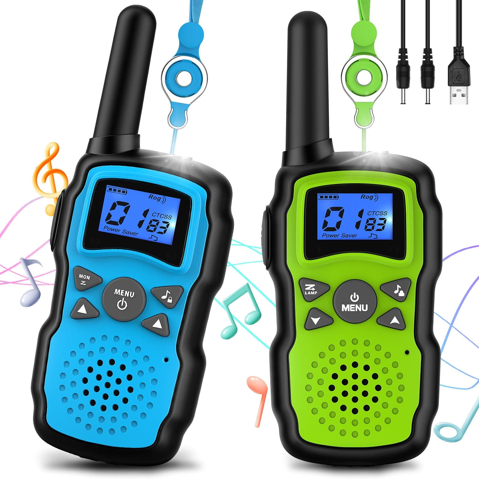 Wishouse Walkie Talkie Kinder 2er Set, Weihnachten Geburtstagsgeschenk für Mädchen Junge ab 4 5 6 7 8 9 10 Jahre,Funkgeräte Erwachsene Große Reichweite Usb Aufladbar mit Akku,Outdoor Camping Spielzeug Blau Grün