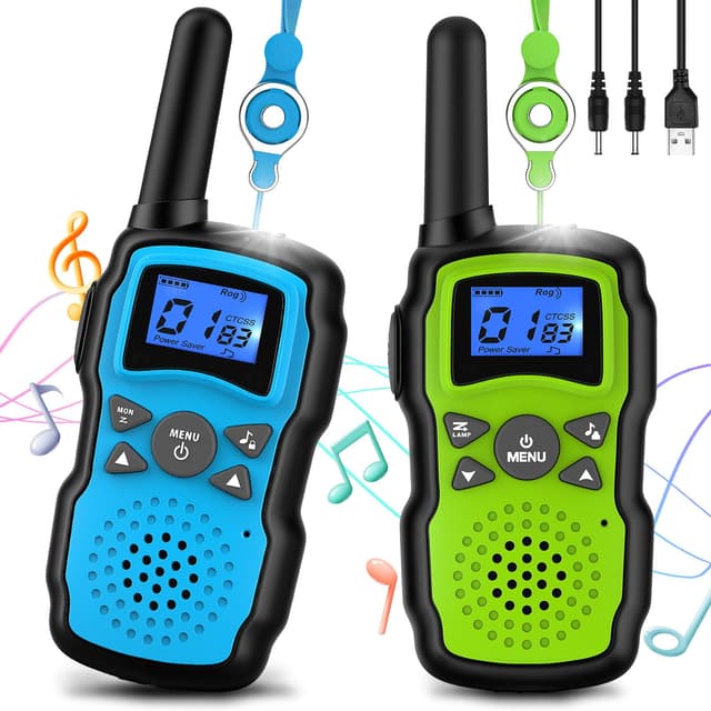 Wishouse Walkie Talkie Kinder 2er Set, Weihnachten Geburtstagsgeschenk für Mädchen Junge ab 4 5 6 7 8 9 10 Jahre,Funkgeräte Erwachsene Große Reichweite Usb Aufladbar mit Akku,Outdoor Camping Spielzeug Blau Grün