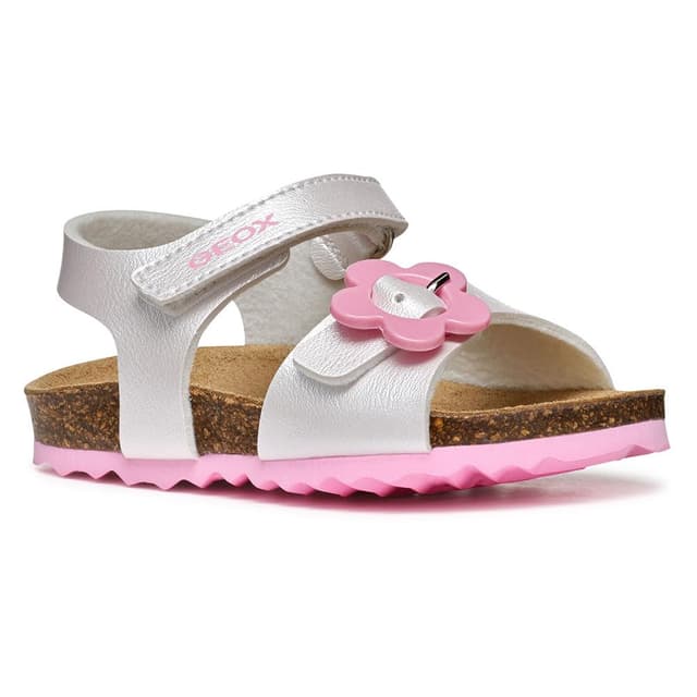 Geox Baby-Mädchen B Chalki Girl Sandal 23 EU Weiß