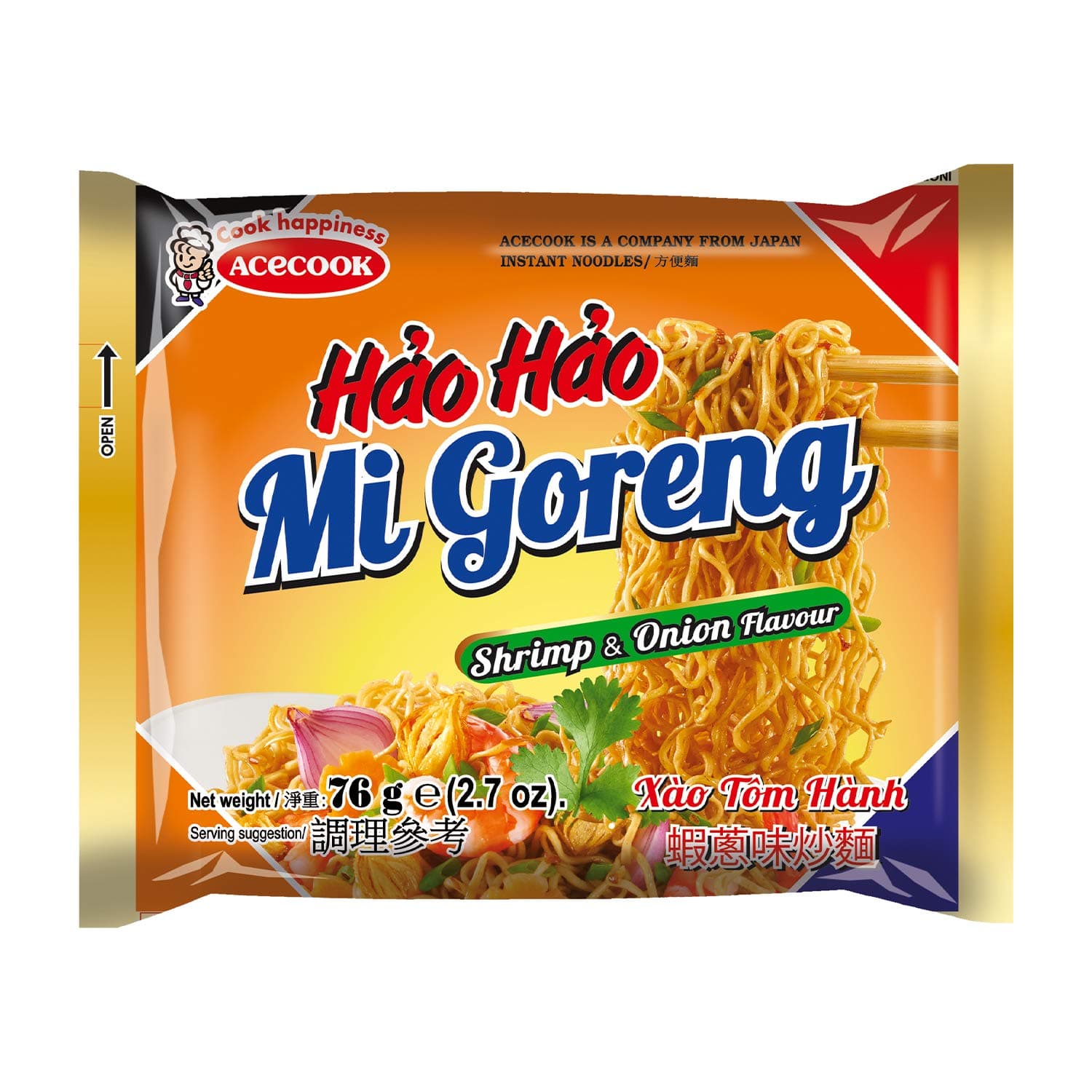 ACECOOK - HH Instant Nudeln Garnelen & Zwiebel - Multipack (30 X 76 GR) 76 g (30er Pack)
