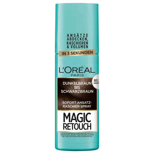 L'Oréal Paris Ansatz-Kaschierspray für stufenlose und natürliche Übergänge, Kaschiert bis zur nächsten Haarwäsche, Magic Retouch, Dunkelbraun bis Schwarzbraun, 1 x 75 ml Dunkelbraun bis Schwarzbraun 75 ml (1er Pack)