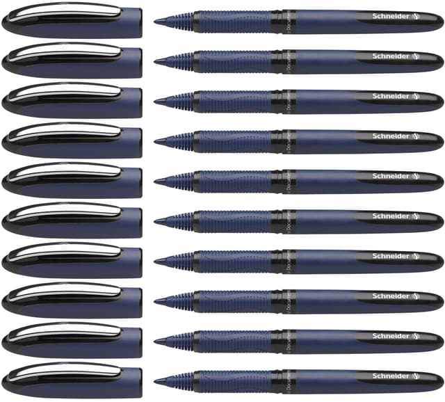 Schneider 183001 One Business Tintenroller (Dokumentenecht mit 0,6 mm Strichstärke, Made in Germany) 10er Pack, schwarz schwarz 1 stück (10er Pack)