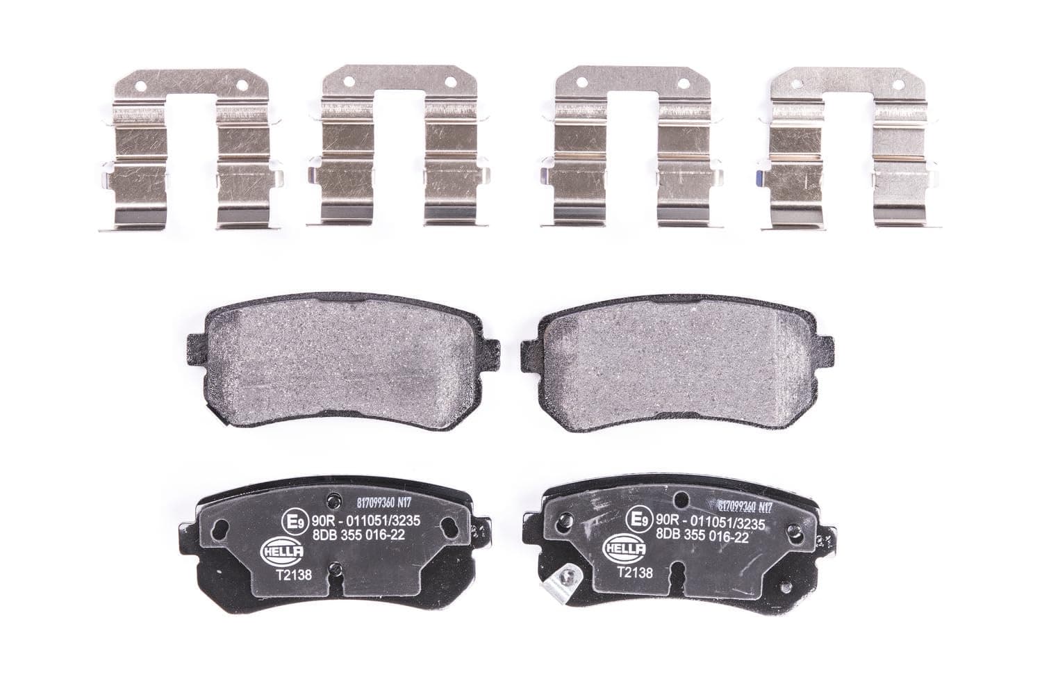 HELLA PAGID 8DB 355 016-221 Bremsbelagsatz - T2138 - Dicke/Stärke: 15.9mm - Bremssystem: Mando - mit akustischer Verschleißwarnung - für u.a. HYUNDAI / KIA