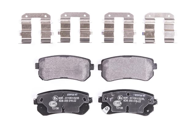 HELLA PAGID 8DB 355 016-221 Bremsbelagsatz - T2138 - Dicke/Stärke: 15.9mm - Bremssystem: Mando - mit akustischer Verschleißwarnung - für u.a. HYUNDAI / KIA