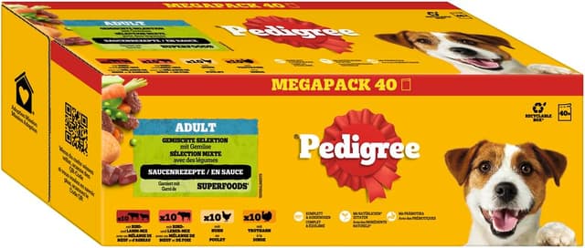 Pedigree DOGCARE Hundefutter Portionsbeutel Chunks in Soße Adult 40 x 100g Chunks in Soße 4 kg (1er Pack)