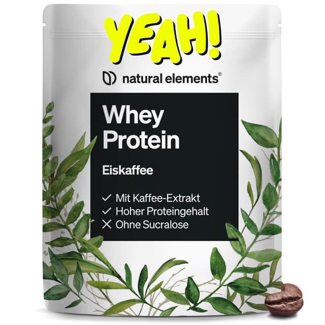 Whey Protein Pulver – Eiskaffee – 1kg – 23g Protein und 2,5g Kaffee-Extrakt pro Portion – für deinen Muskelaufbau, hochdosiert – in Deutschland produziert & laborgeprüft