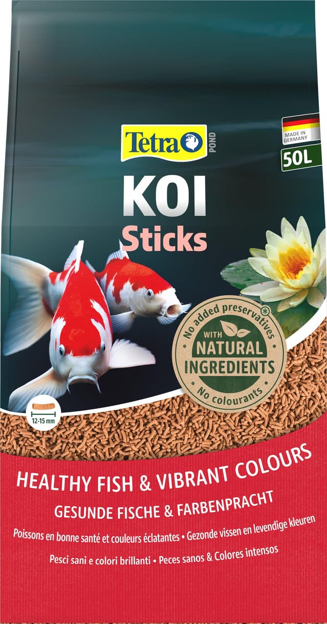 Tetra Pond Koi Sticks - Koi-Futter für farbenprächtige Fische und eine verbesserte Wasserqualität, 50 L Sack 50 l (1er Pack) Sticks