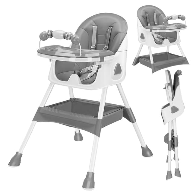 UBRAVOO 3-in-1 Babyhochstuhl, Kinderstuhl Klappbar Baby Hochstuhl ab 6 Monate, Umwandelbarer Ess- und Spielhochstuhl mit Doppellagigem Essteller und Spielzeugregal