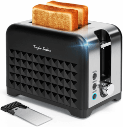 Taylor Swoden Toaster 2 Scheiben, Edelstahl Toaster mit 7 Einstellbare Bräunungsstufen, Auftaufunktion, Erwärmen, Brotzentrierung, wärmeisolierendes Gehäuse, Krümelschublade, 930 W, schwarz