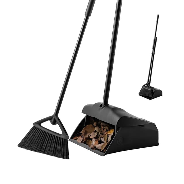 Eyliden Kommerzielles Besen und Kehrschaufelset Set mit Langem Griff, Aufrechter Kehrmaschine und Kehrschaufel Combo für den Innen- und Außenbereich, Gartenarbeit, Fabriken, Schulen, Straßen