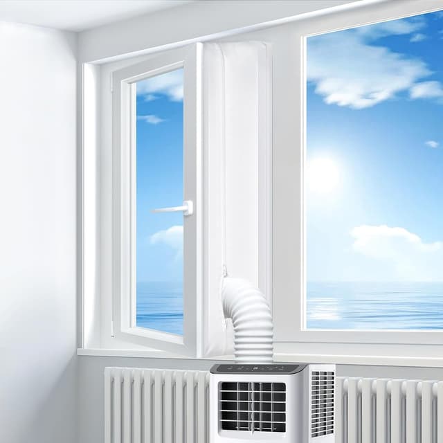 CNMTCCO Klimaanlage Fensterabdichtung, 400CM fensterabdichtung für mobile klimageräte, Ablufttrockne, Wäschetrockner, Double Zip Hot Air Stop für Fenster, Flügelfenster ＆ Dachfenster