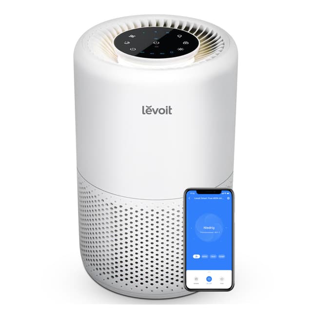 LEVOIT Luftreiniger HEPA Filter, Luftfilter gegen Schimmel Staub Pollen Gerüche, bis zu 35㎡ Raucherzimmer, Airpurifier Schlafmodus Nachtlicht Timer, App Steuerung APP-Steuerung + Nachtlicht Silberweiß