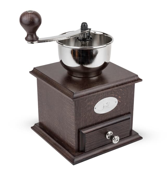 PEUGEOT - Manuelle Kaffeemühle Brésil - Einstellbares Stahlmahlwerk - Höhe: 21 cm - Nostalgische Mühle mit Einfülltrichter - Schokoladenbraunes Buchenholz Brésil Dunkelbraun-gebeizt
