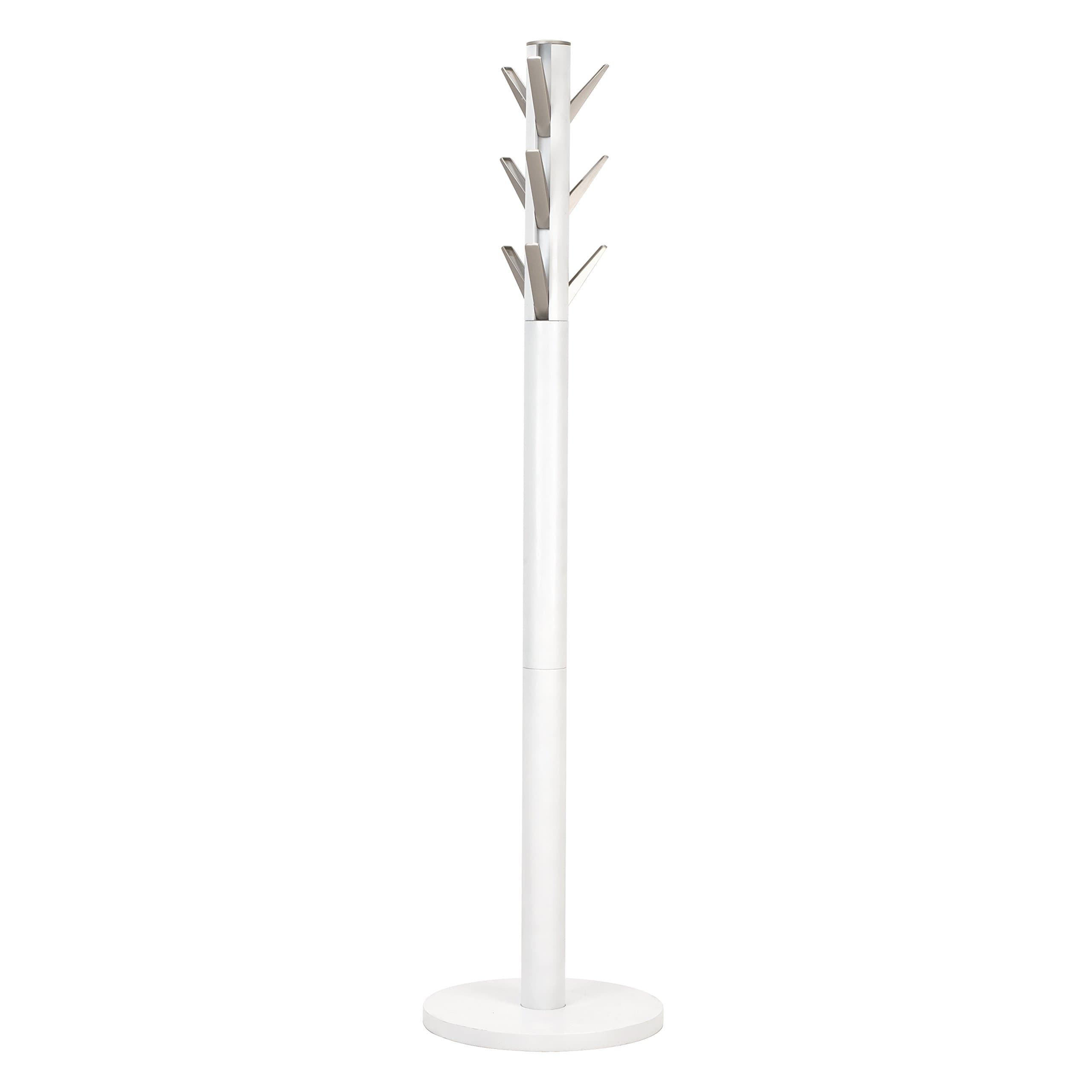 Umbra Flapper Garderobenständer – Kleiderständer mit 9 herunterklappbaren Haken für Flur und Büro, Holz, Weiss, 57.2 x 57.2 x 165.1 cm, Weiß Weiß Single