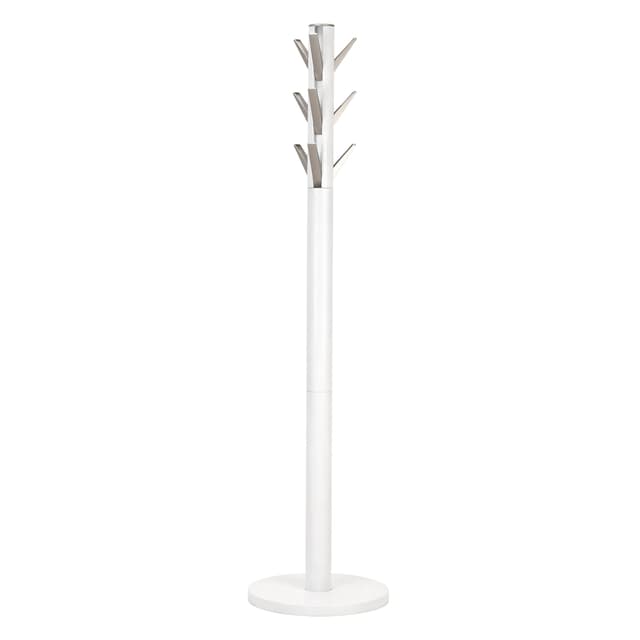 Umbra Flapper Garderobenständer – Kleiderständer mit 9 herunterklappbaren Haken für Flur und Büro, Holz, Weiss, 57.2 x 57.2 x 165.1 cm, Weiß Weiß Single