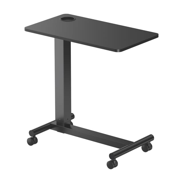 PureMounts® Mobiler Beistell-Tisch höhenverstellbar, Höhenverstellbarkeit 71,2cm bis 106,2cm, bis zu 7kg Tragkraft, feststellbare Rollen, integrierter Getränkehalter, schwarz 71,2cm bis 106,2cm Schwarz