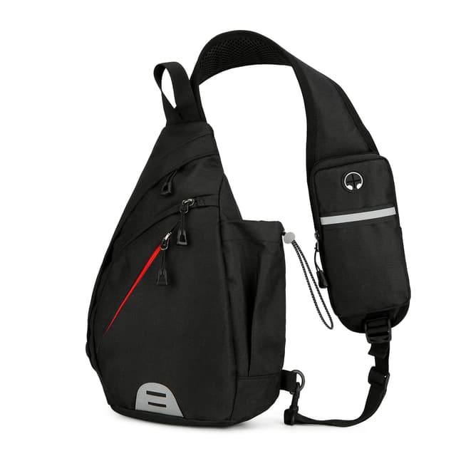 Aucuu Sling Rucksack, Brusttasche Sling Bag Klein, Schultertasche, Multipurpose Crossbody Bag, Crossbody Umhängetasche mit Kopfhörerloch, Schulterrucksack für Wandern Reisen Klettern Herren Damen
