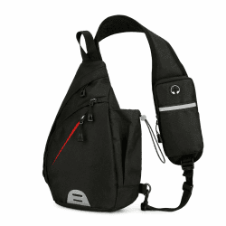 Aucuu Sling Rucksack, Brusttasche Sling Bag Klein, Schultertasche, Multipurpose Crossbody Bag, Crossbody Umhängetasche mit Kopfhörerloch, Schulterrucksack für Wandern Reisen Klettern Herren Damen
