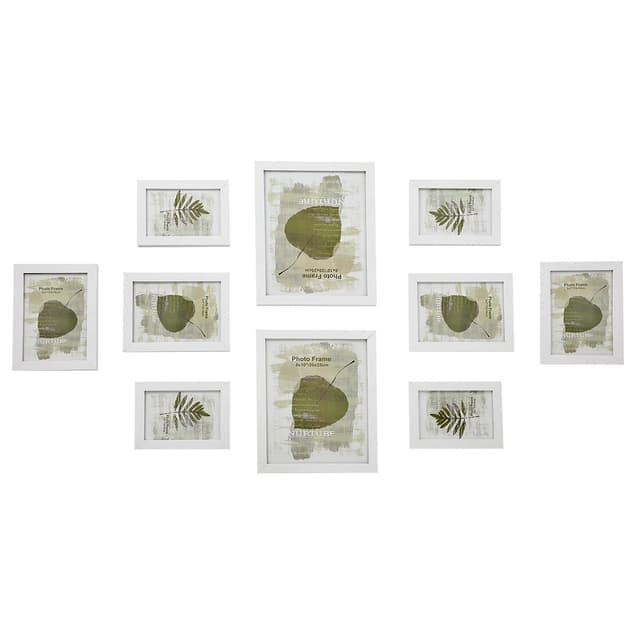 SONGMICS Bilderrahmen 10er Set, für 2 Fotos in 20 x 25 cm, 4 Fotos in 13 x 18 cm, 4 Fotos in 10 x 15 cm, Kunststoffscheibe, MDF, wolkenweiß RPF310W wolkenweiß 4*6 4er Set + 5*7 4er Set + 8*10 2er Set