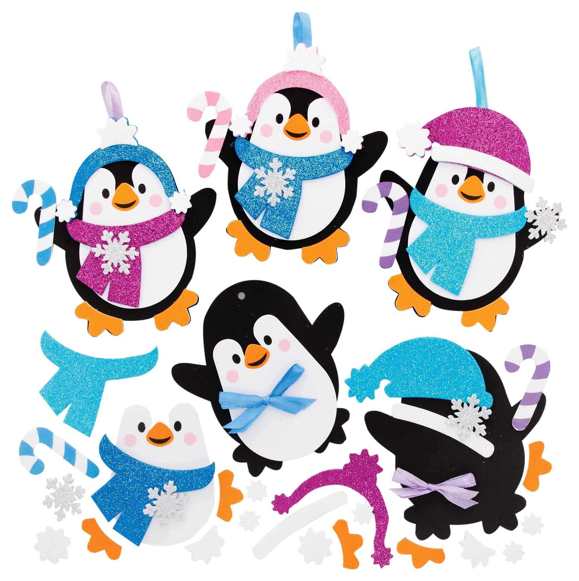 Baker Ross FE788 Pinguin Dekorationen Bastelset - 8 Stück, Weihnachten Dekoration Bastelsets Für Kinder, Kindergeburtstag Basteln, Weihnachtsbastelideen