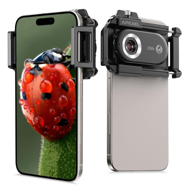 200x Handy-Mikroskop linse mit CPL,Handy-Mikroskoplinse mit LED UV-Licht/Universal-Clip, praktisches Mini-Mikroskop für Android/iPhone