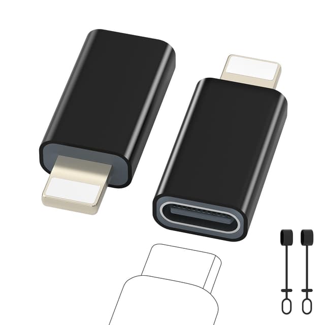 Zestiq USB C auf Lightning Adapter, 2 Stück Adapter USB C auf Lightning, Unterstützt Laden/Datensynchronisation iPhone Adapter für iPhone 14/13/12/11/iPad/Airpods, Nicht für Kopfhörer/Audio/OTG 2 Pack Schwarz