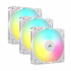CORSAIR RS120 ARGB 120mm PWM-Lüfter – Daisy-Chain-Verbindung – Geräuscharm – Magnetisches Dome-Lager – Dreierpack – Weiß Weiß 3 x 120mm ARGB