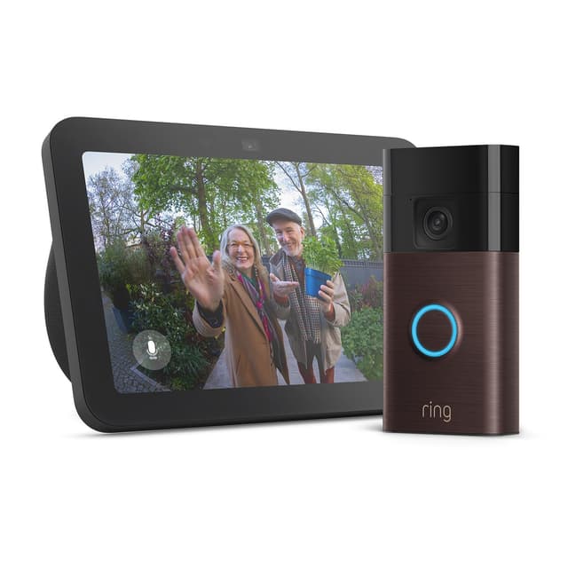 Echo Show 8 (Neueste Generation) | Anthrazit + Ring Akku-Videotürklingel | Venezianische Bronze