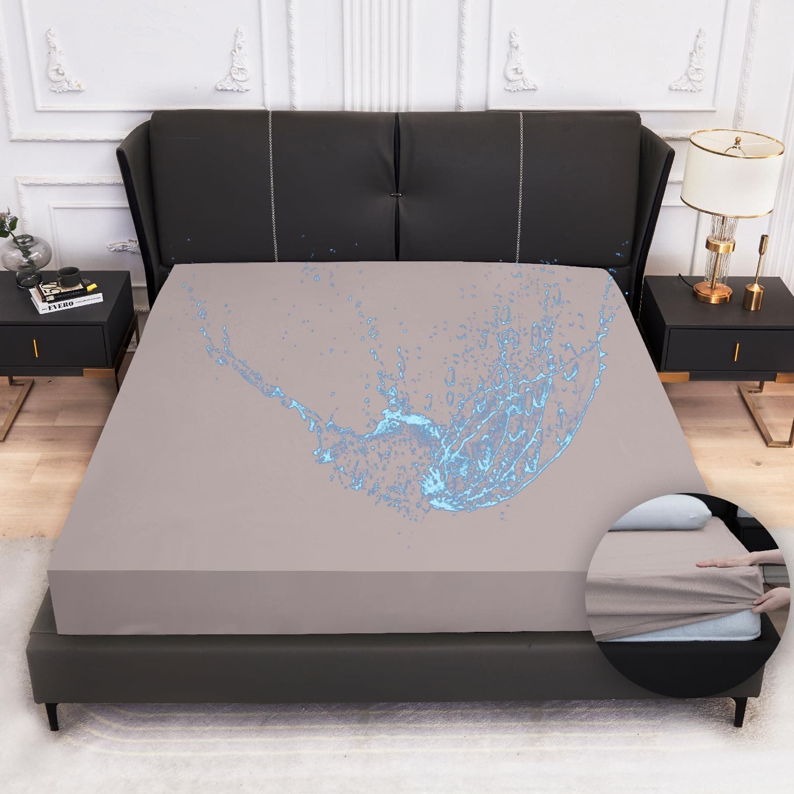 Arcona Matratzenschoner wasserdicht 140x200, Inkontinenz Spannbettlaken, Atmungsaktive Matratzenbezug, wasserdichtes Bettlaken Nässeschutz, Waschbar Spannbetttuch Grau 140 x 200 cm Grau