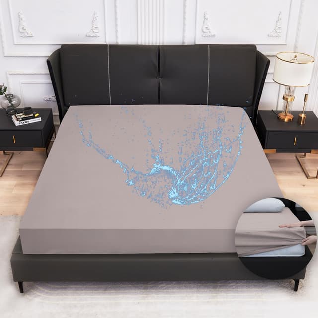 Arcona Matratzenschoner wasserdicht 140x200, Inkontinenz Spannbettlaken, Atmungsaktive Matratzenbezug, wasserdichtes Bettlaken Nässeschutz, Waschbar Spannbetttuch Grau 140 x 200 cm Grau