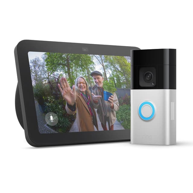 Echo Show 8 (Neueste Generation) | Anthrazit + Ring Akku-Videotürklingel Plus
