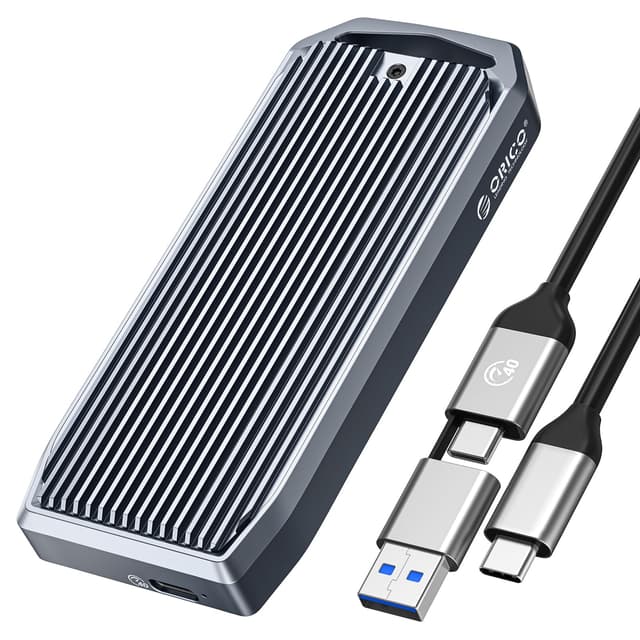 ORICO 40Gbps M.2 NVME SSD Gehäuse bis zu 3700MB/s, Aluminiumgehäuse für 2280/2260/2242/2230 M-Key NVMe PCIe SSD, Kompatibel mit USB4/Thunderbolt 3/4 USB3.2/3.1/3.0/Type-C Schnittstelle- M2V01 ORICO M2V01-C4-GY-BP