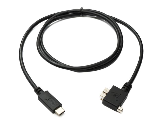 System-S USB 3.0 Kabel 100 cm Micro B Stecker zu 3.1 Typ C Stecker Winkel Left Angled Panel Mount Schraube