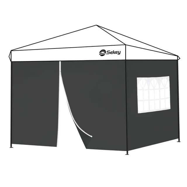 Sekey 2PCS Seitenwände für Pavillon 3x3 Wasserdicht Winterfest, Seitenwände für Pavillon Partyzelt Gartenzelt 3x3m, 1 Fenster 1 Tür, Grau (Schwarz, 1 Fenster 1 Tür) Schwarz 1 Fenster 1 Tür