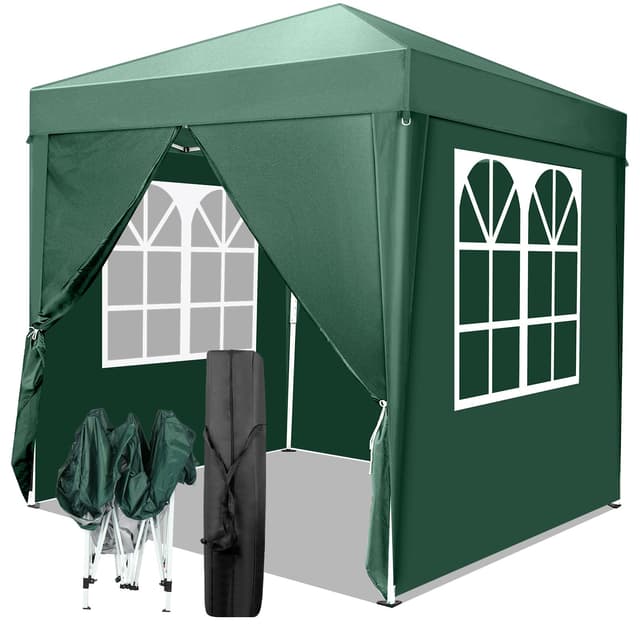 TactFire Pavillon 2x2 m,Faltpavillon,Wasserdicht Stabil Winterfest UV Schutz 50+,420D Oxford,Faltbar Höhenverstellbar,Partyzelt,Gartenzelt,Für Garten Camping,Outdoor Grün,4 Seitenteilen Grün 2x2 m-4Seitenteilen
