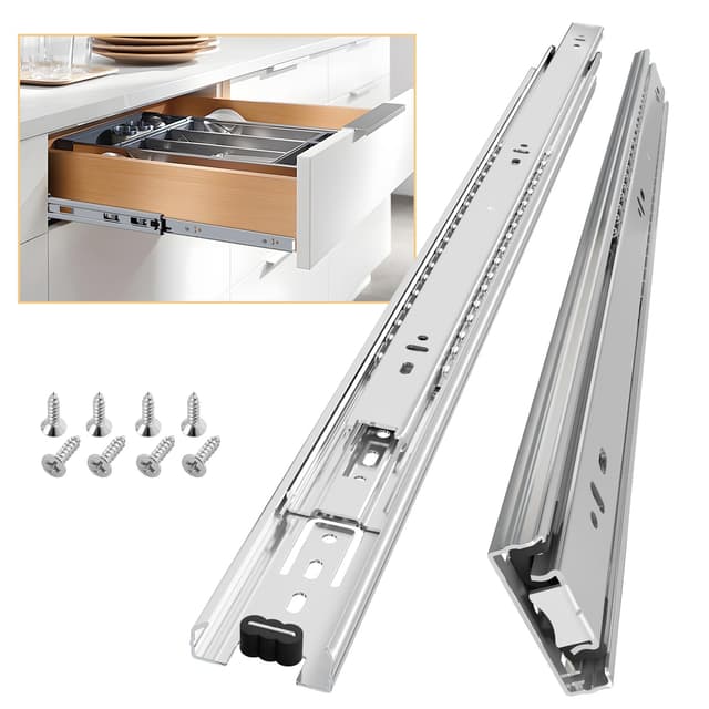 AOLISHENG Vollauszug Schubladenschienen 550 mm Schubladen Schienensystem Kugellager Strapazierfähig 45KG Tragkraft 1 Paar(Silber) Silver 22inch(550mm)