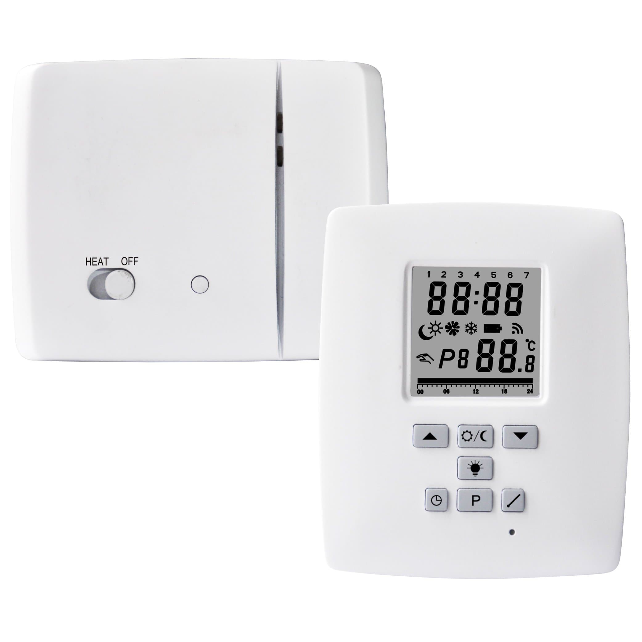 Electraline 59218 Thermostat Digital Wireless mit Funk 868 MHz, weiß