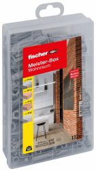 fischer Meister-Box Wohnraum, 132-teiliges Dübelset, 6-10 mm Durchmesser, 30-50 mm Länge, für Heimwerker und Profis, optimal für Ziegelwände Grau Angebot bei HelloDeals
