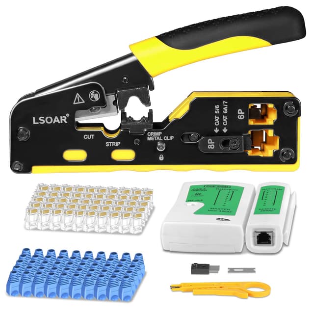 Lsoar rj45 crimpzange set Netzwerk Werkzeug für Netzwerkstecker CAT5/CAT6/CAT7 Gelb rj45 crimpzange