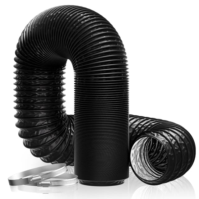 Hon&Guan ø100mm Abluftrohr, 2,5m PVC Alurohr Flex-Schlauch mit 2 Schlauchschelle Edelstahl für Mobile Klimaanlage, Trockner, Abluftventilator, Abzugshaube, Belüftungssystem, Schwarz 2,5m*100mm Schwarz