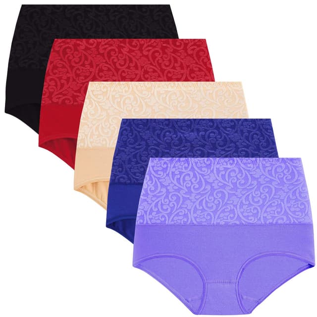 YaShaer Unterhosen Damen Baumwolle Hohe Taille Slips Hoher Taillenslip für Frauen Mehrpack M Mehrfarbiges 03- 5er Pack