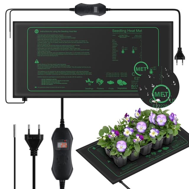 Mojimdo 50W Heizmatte Pflanzen mit Thermostat - Schnelle Erwärmung, Feuerschutz, Wärmematte zur Keimung und Temperatur-Regulierung, ideal für Sämlinge, Haustiere und Reptilien (1er Pack) 25x52cm - 1er Pack