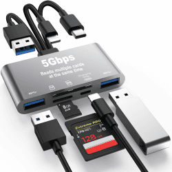 5-in-1-SD-Kartenleser,High-Speed-USB-3.0-Adapter für Telefon/Pad USB C/A-Geräte mit Micro-SD- und SD-Kartensteckplätzen, unterstützt SD/Micro SD/SDHC/SDXC/MMC Gray3.0