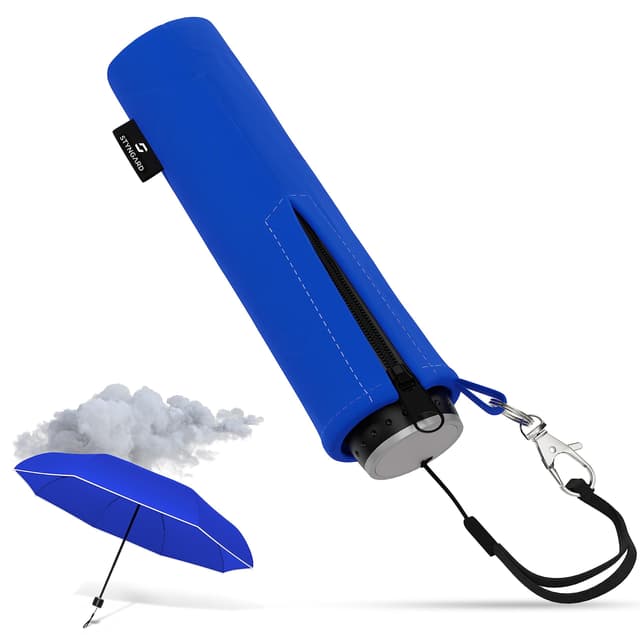 STYNGARD Regenschirm Kinder mit Sicherheitsreflektoren und Reflektorband - Kinder Regenschirm Mädchen & Junge - Kinderschirm - Schirm für Schulranzen Modell STOCKHOLM Blau