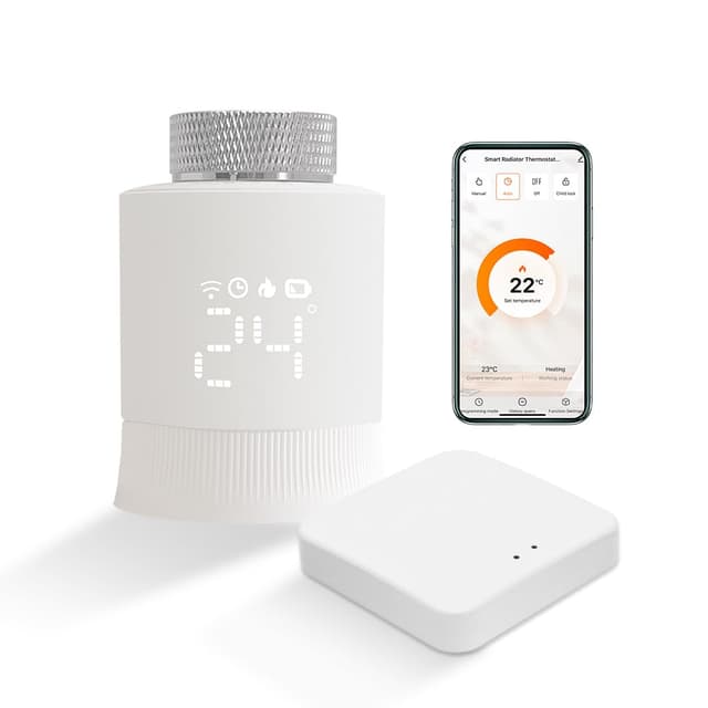 KETOTEK Smartes Heizkörperthermostat WLAN, Zigbee Thermostat Heizung mit Hub, Programmierbar Heizungsthermostat Heizungsregler für Heizkörper per App, Alexa, Google Assistant, Energie sparen Starter Kit