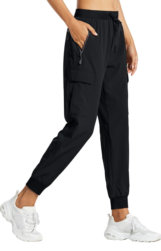Libin Damen Cargohose Jogginghose Leichter Trekkinghose Wanderhose Schnelltrocken Wasserdicht Outdoorhose Sportlich Freizeit Reise M 01-schwarz